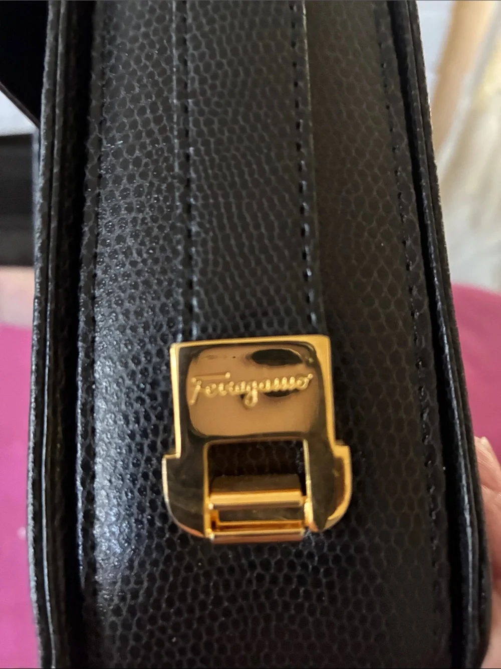 Vintage Salvatore Ferragamo Gancini Flap Leather Crossbody 10x8x2